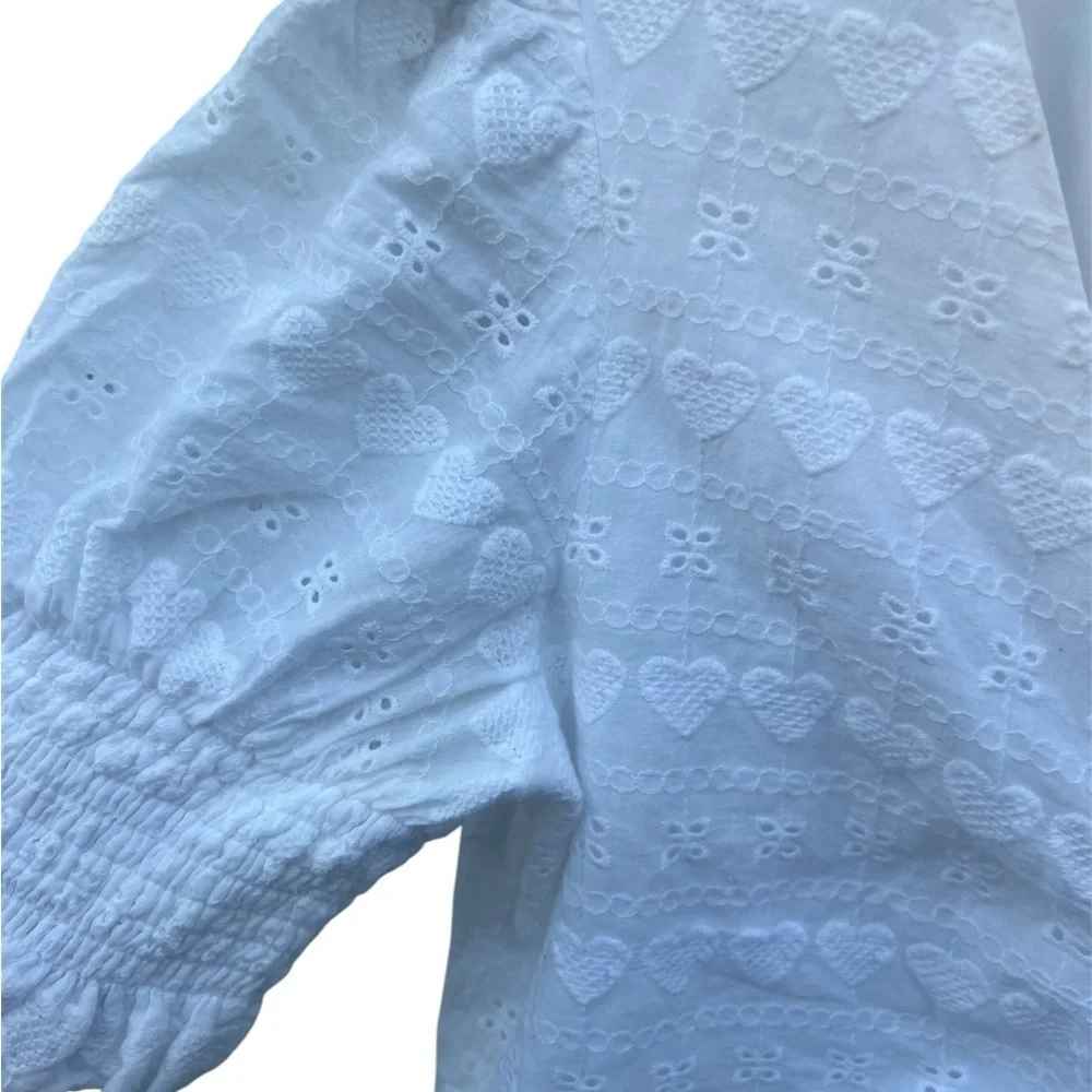 English Factory White Mini Dress with Puff Sleeves. Size M - Picture 5 of 7